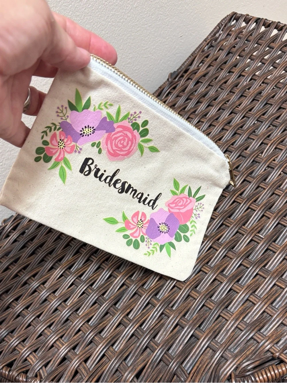 Unbranded “bridesmaid ” small accessory pouch bridal party destination wedding